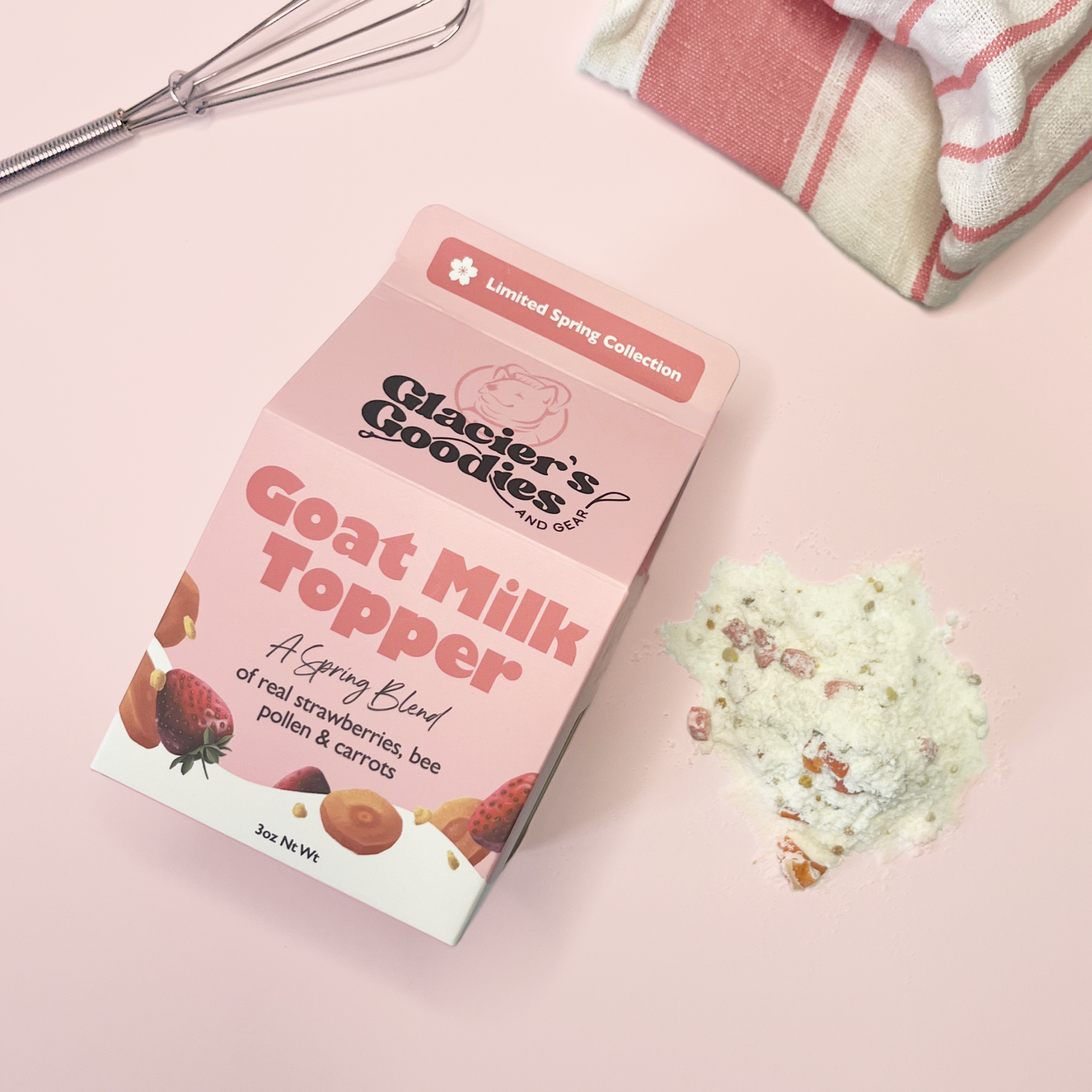 Glacier's Goodies - Goat Milk Topper with Strawberry + Bee Pollen