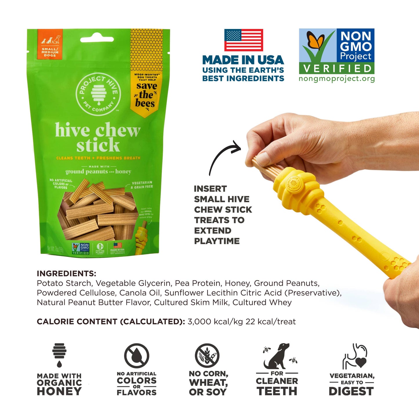 Project Hive Pet Company - Dental Chew Sticks - Small/Medium