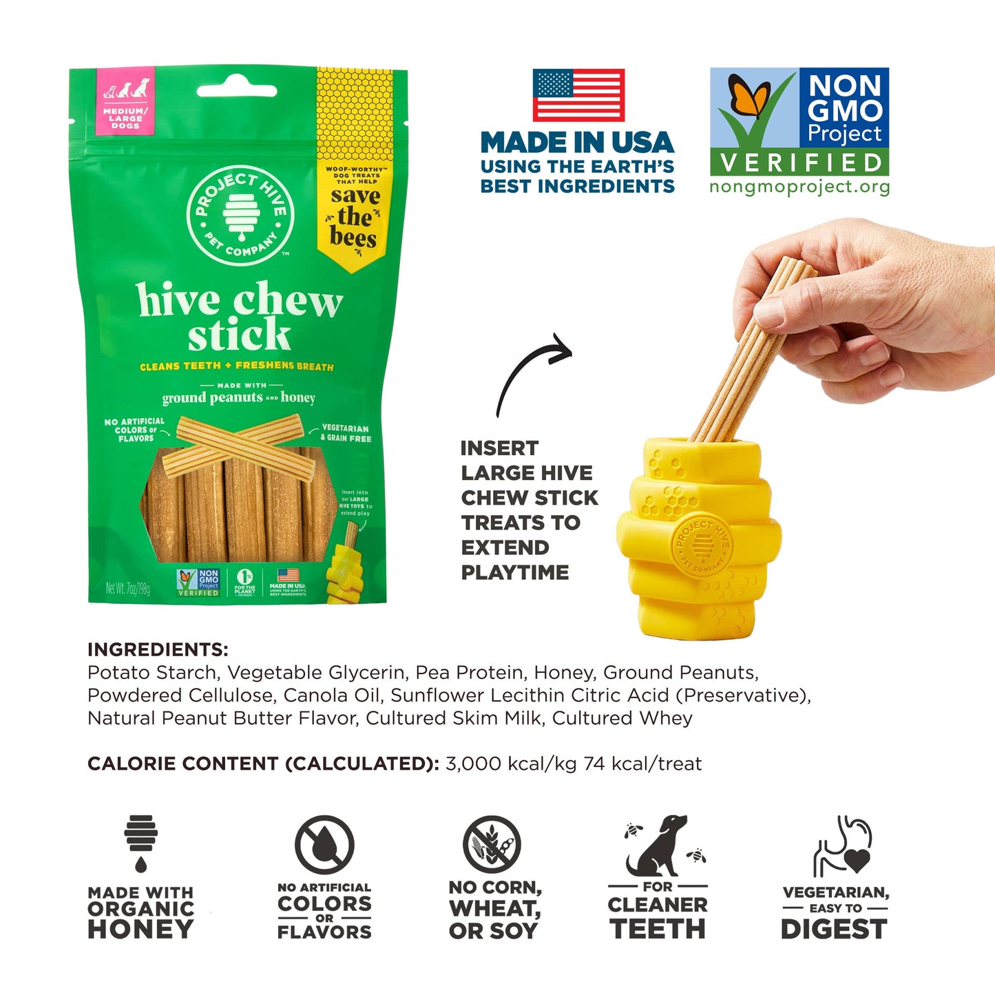 Project Hive Pet Company - Dental Chew Sticks - Medium/Large