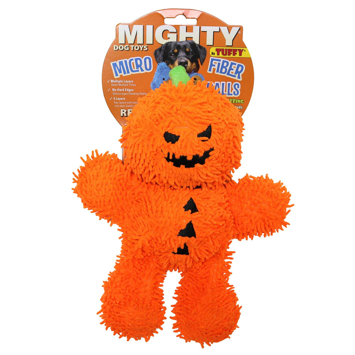 Tuffy Dog Toys - Mighty Microfiber Ball - Halloween Pumpkin Man