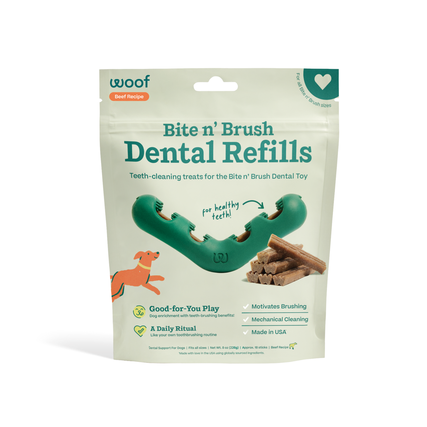Woof - Bite n' Brush Dental Refills - Beef