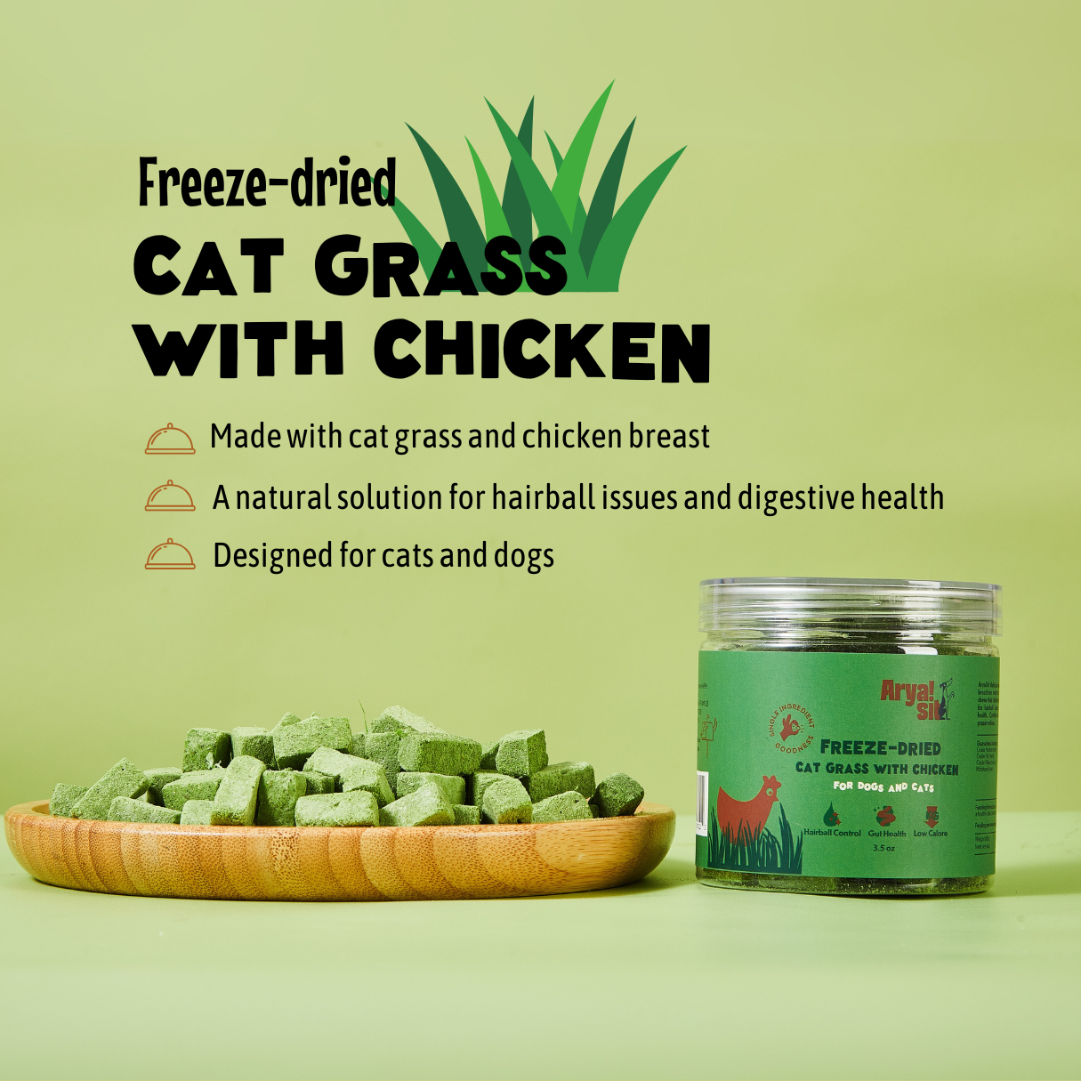 Arya Sit! - Freeze-Dried Cat Grass with Chicken